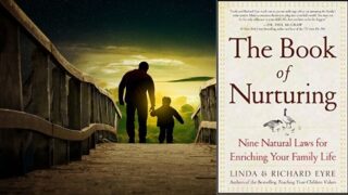 غلاف كتاب "The Book of Nurturing" مع صورة شخصين يسيران على جسر نحو الضوء.