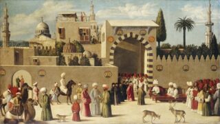 Anonymous_Venetian_orientalist_painting,_The_Reception_of_the_Ambassadors_in_Damascus’,_1511,_the_Louvre تأثير الفكر الاستشراقي في الغرب