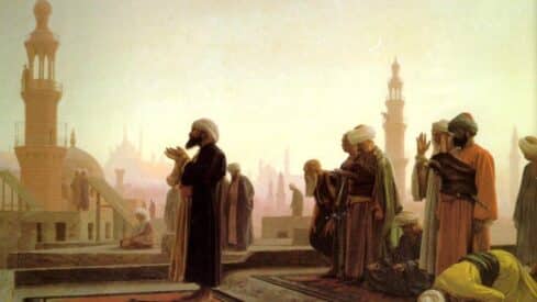 رسم مسلمين في العصور القديمة يصلون ويدعون المولى عز وجل
