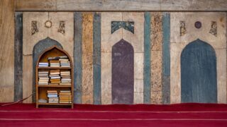 shelf with religious books