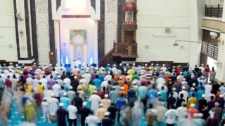 Men performing Tarawih prayer