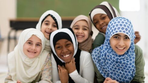 Smiling Muslim children's portrait