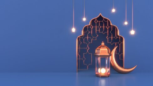 فانوس اسلامي وهلال رمضان رموز شهر رمضان