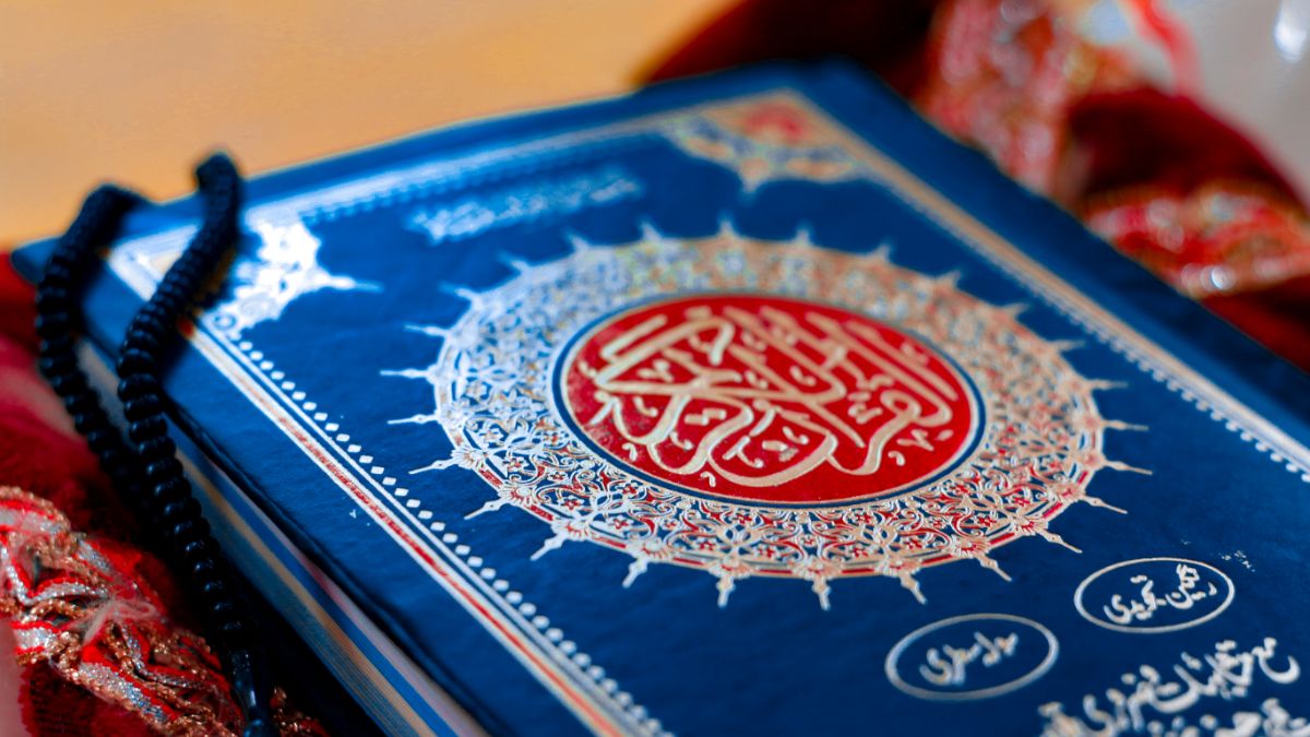 Quran with a blue cover