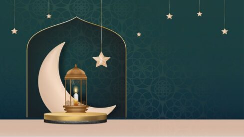 Islamic Podium with Traditional islamic lantern