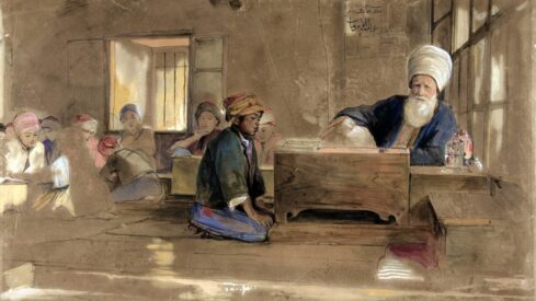 لوحة المدرسة العربية في القاهرة للرسام لويس فريدريك