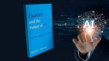 كتاب "ChatGPT ومستقبل الذكاء الاصطناعي" لتيرينس ج. سيجنوسكي، يظهر على خلفية داكنة مع رسم بياني يوضح تكنولوجيا الذكاء الاصطناعي. الكتاب يناقش ثورة اللغة العميقة وتأثير الذكاء الاصطناعي على المستقبل.