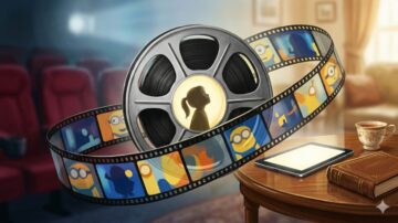 Illustration of a film reel and a child's silhouette, representing a parent's reflection on children's movies and faith-based mentorship.