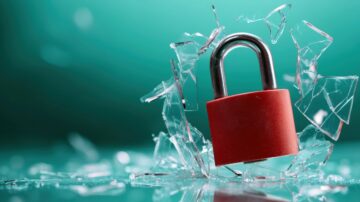 A red padlock shattering glass, symbolizing the strength of guarding the tongue and the fragile nature of reputation in the context of backbiting in Islam.