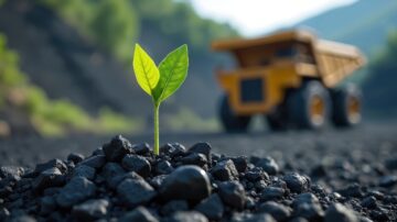 صورة تعبيرية عن تحري الحلال في طلب الرزق: نبتة خضراء تنمو وسط الفحم ترمز للبركة والنماء في المال الطيب