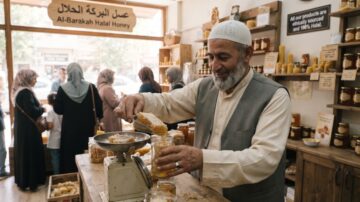 A Muslim engaged in honest work representing halal earnings and Islamic ethics
